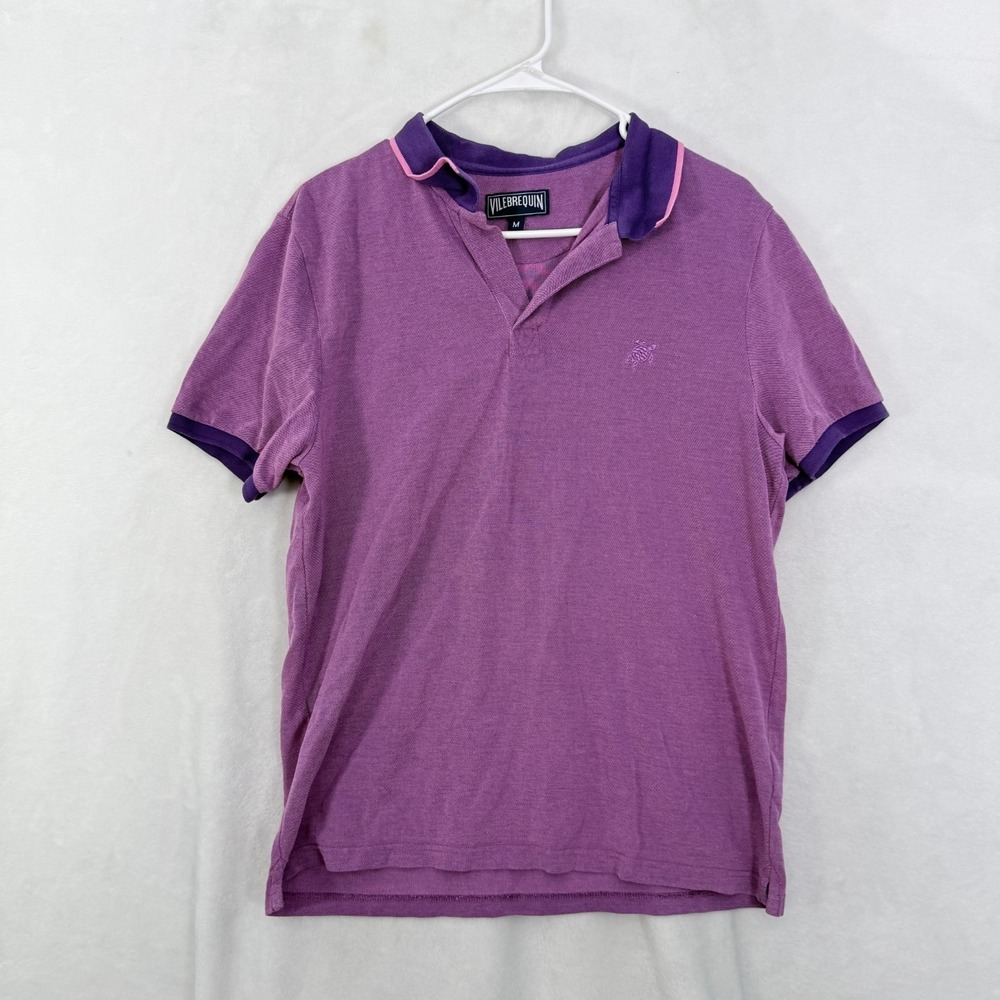Villebrequin Polo Shirt Mens M Purple Knit Preppy Golf Embroidered Logo